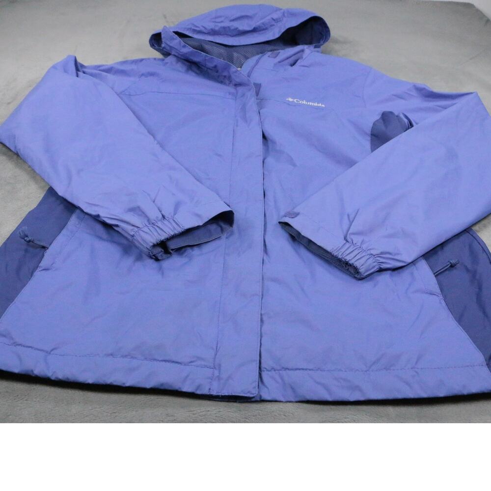 Columbia Hooded Rain Jacket Purple Blue Women's Size M Lightweight Outdoor
